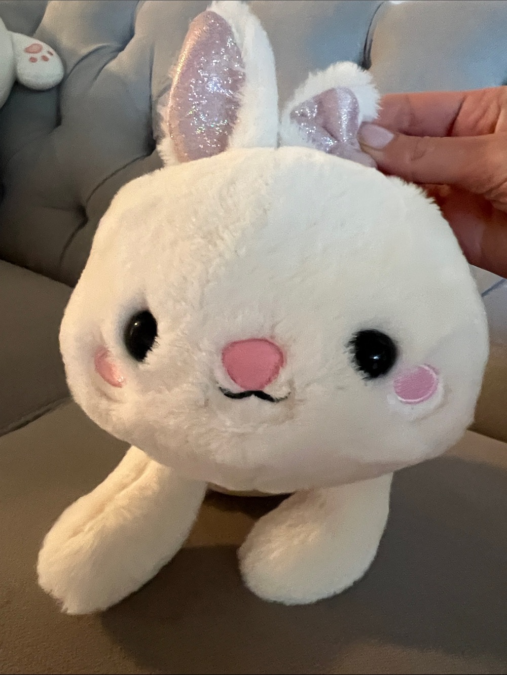 Plush White Jasmine Bunny Toy with Pink Accents - Soft Small Plush Toy